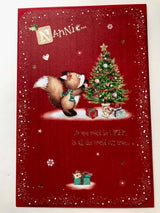 NANNIE Cute Bear With Christmas Tree Loveable Greeting Card 
