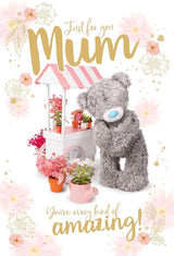 Bear With Flower Stand Photo Finish Amazin Mum Mother's Day Card
