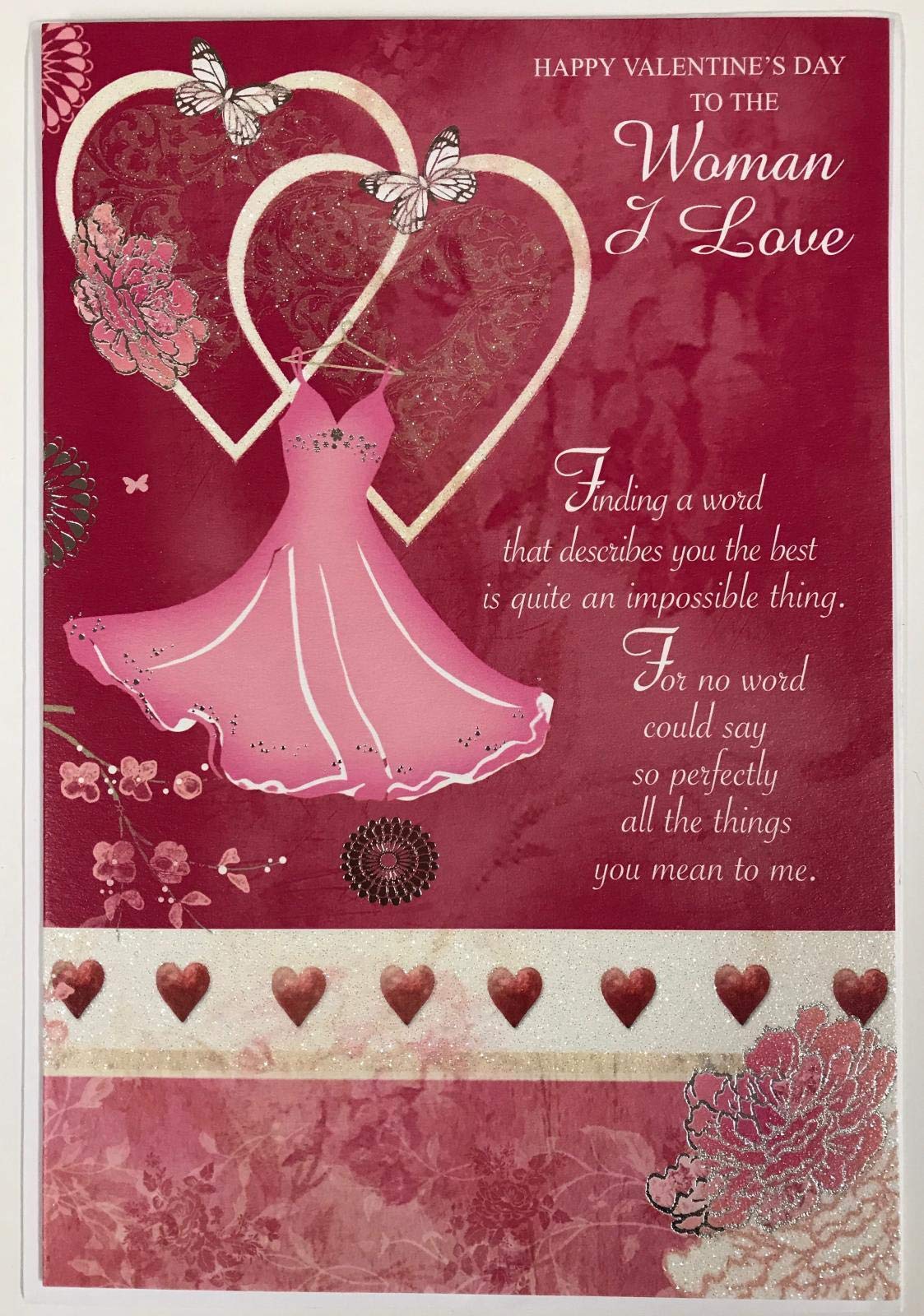 Woman I Love Sentimental Verse Double Love Heart Valentine's Day Card