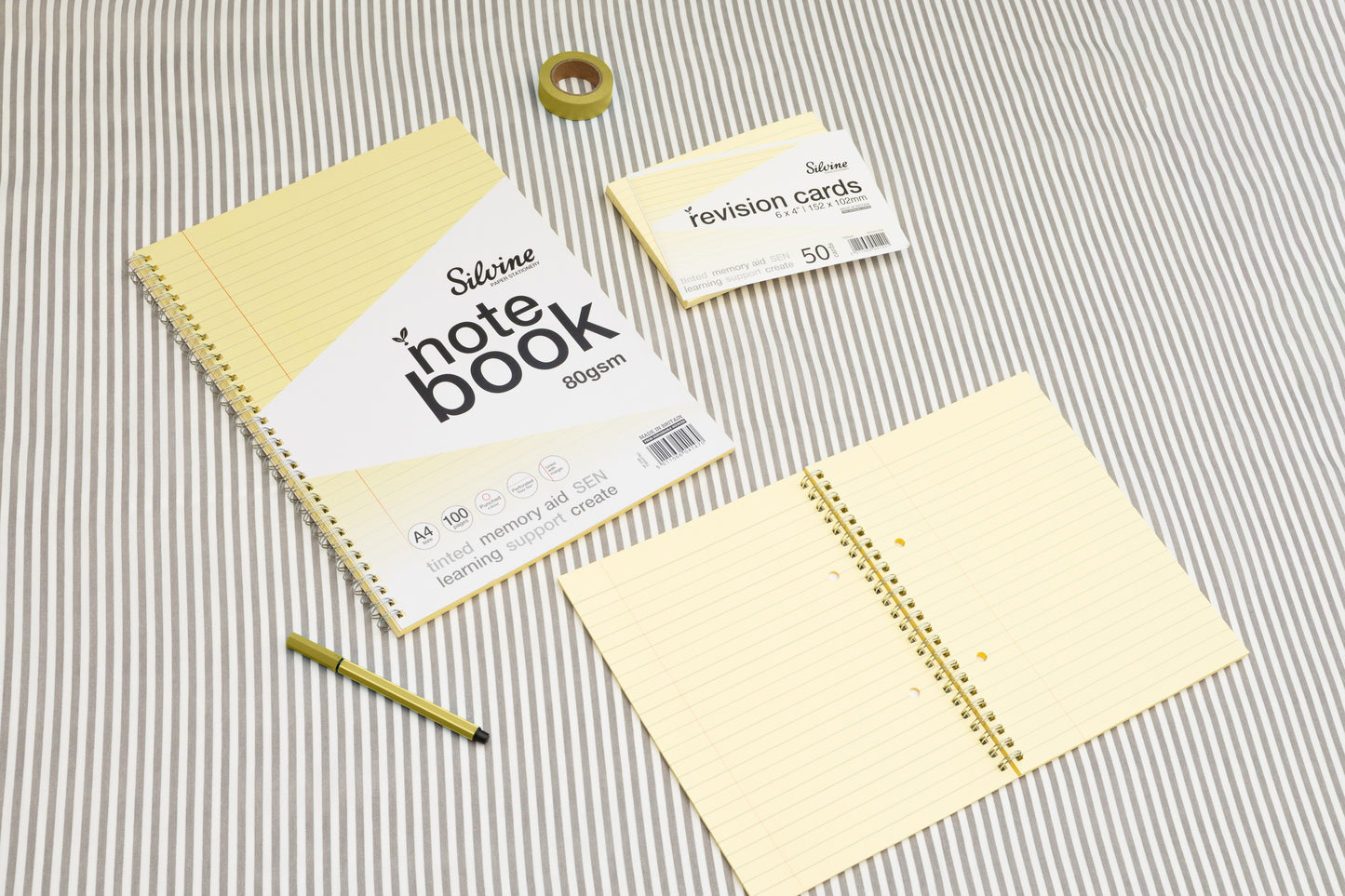 A5+ 100 Pages Twin Wire SEN Yellow Paper Dyslexia Notebook - Lined with Margin