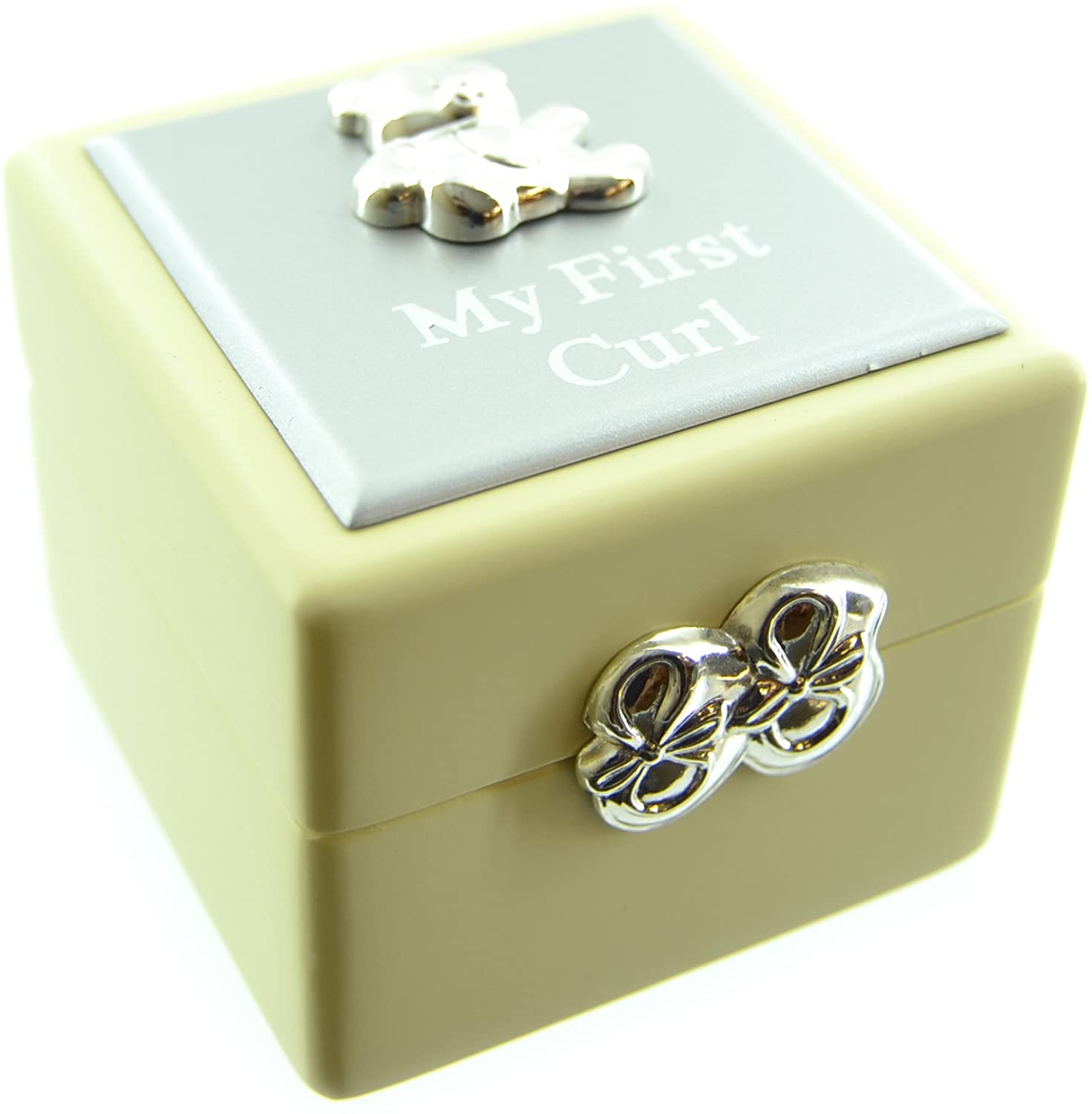 Baby Christening Button Corner First Curl Box Gift