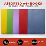 Pack of 10 Janrax A4+ Assorted 48 Page Feint Ruled and Margin Exercise Books WF Paper with 225gsm Manilla Cover 240x340mm Workbook