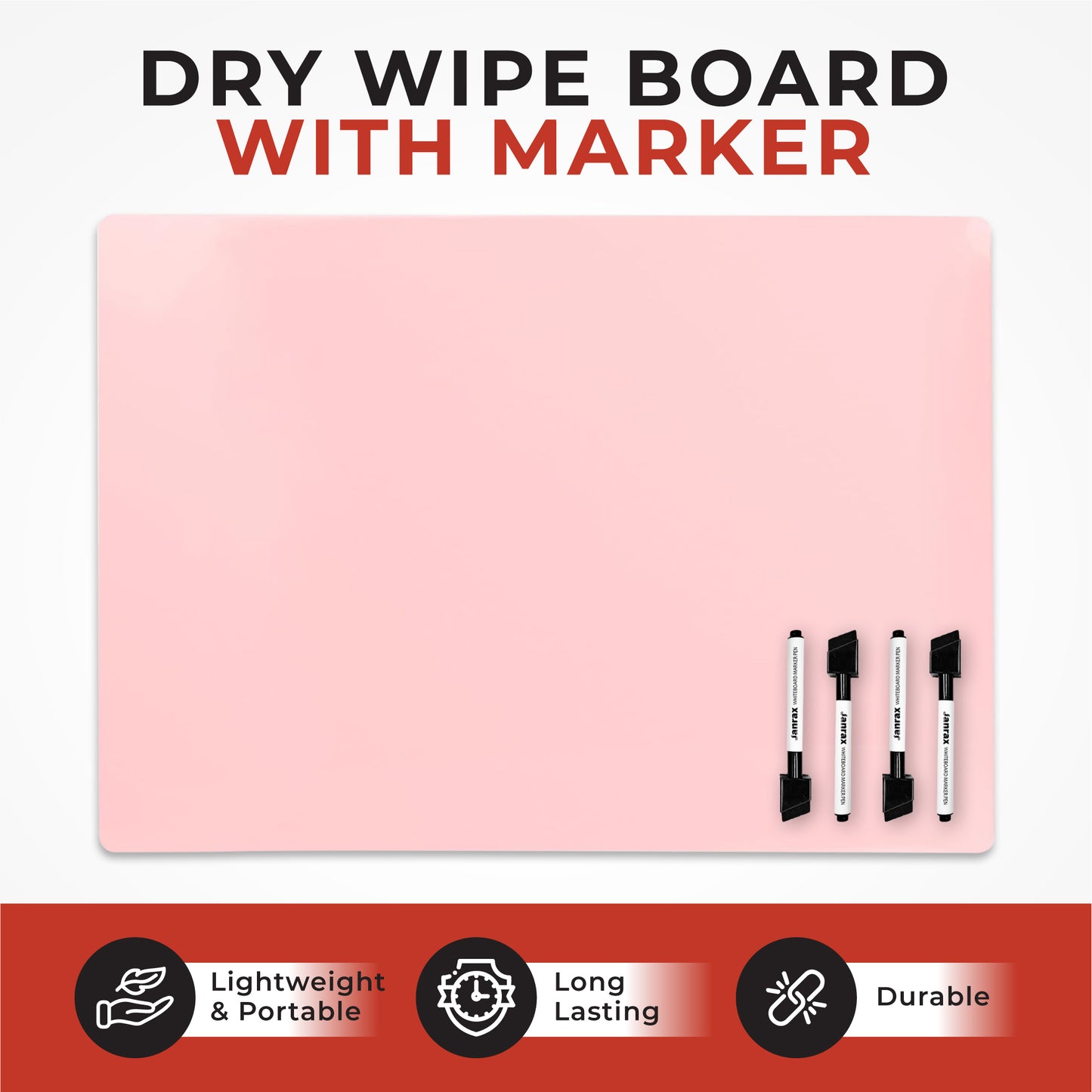 Pack of 12 A4 Assorted Coloured Whiteboards with 12 White Board Marker Pens