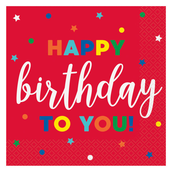 Pack of 16 Dots & Stars Birthday Luncheon Napkins {DC}