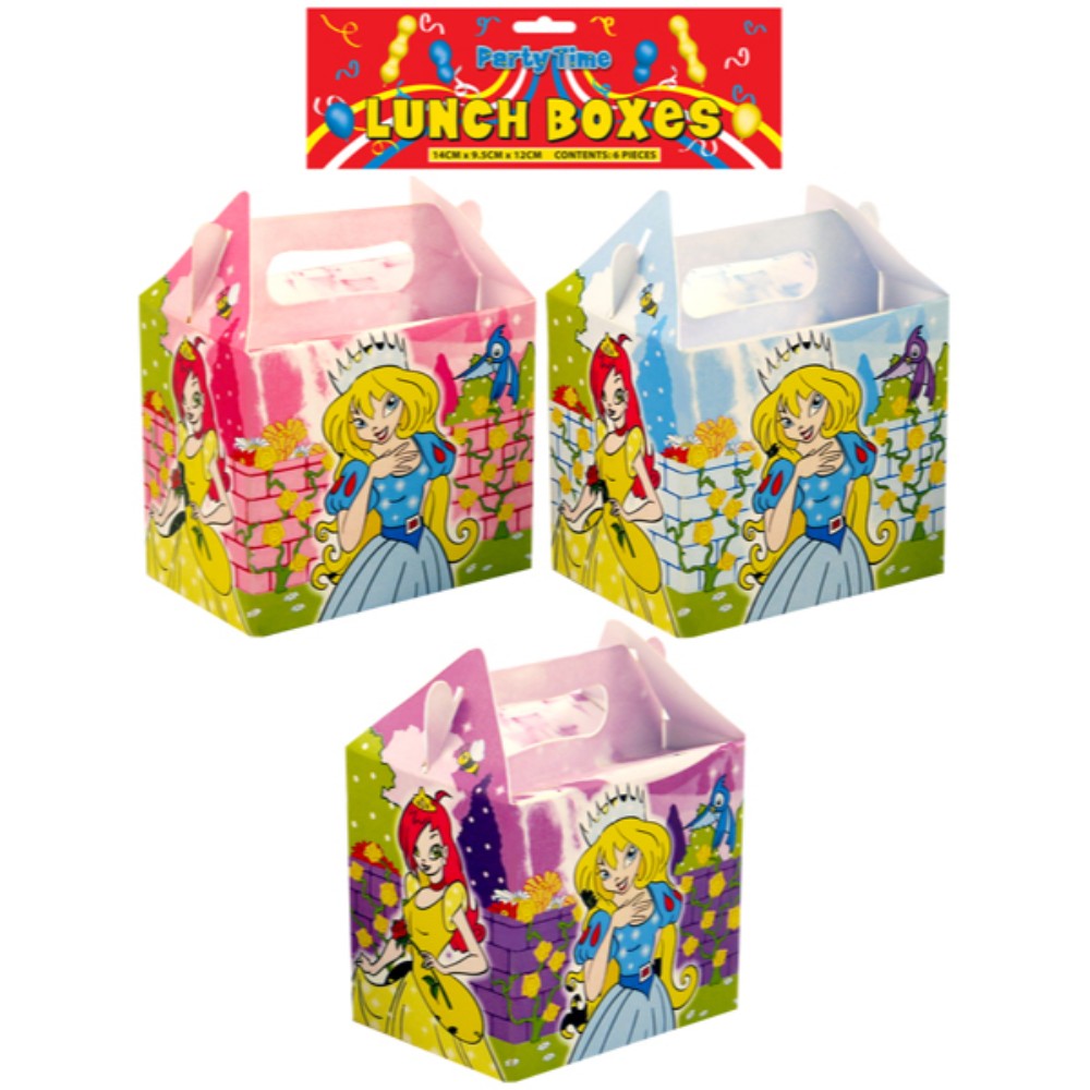 Pack of 6 Party Time Princess Lunch Boxes {DC}
