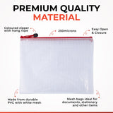 Pack of 12 A3 Green PVC Mesh Zip Bags