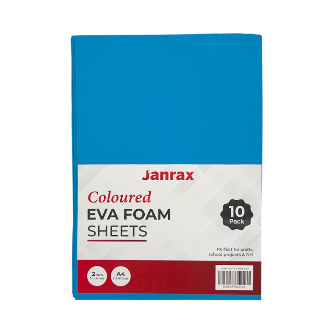 Pack of 10 A4 Blue Coloured EVA Foam Sheets