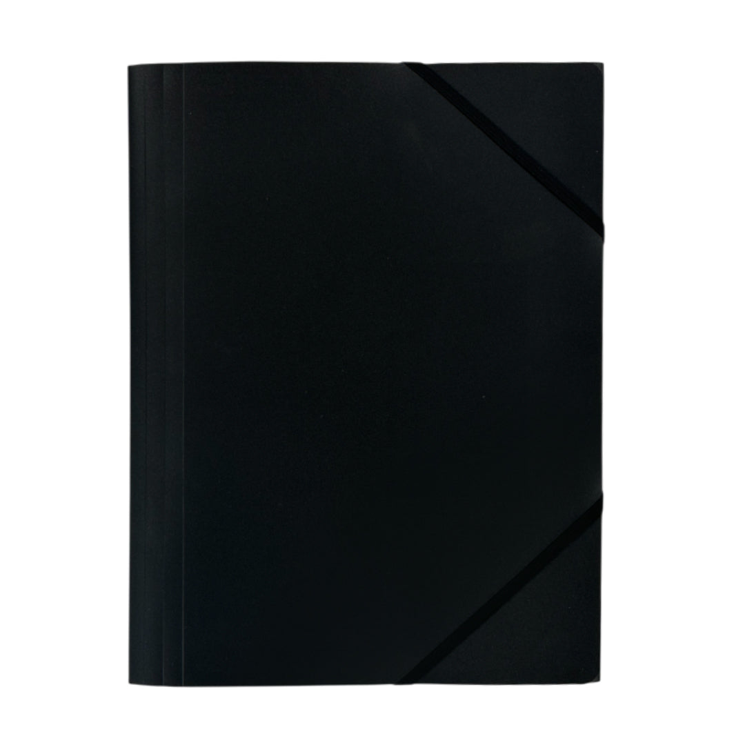 Janrax A4 Black 3 Flap Folder with Elasticated Closure