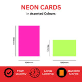 Pack of 40 Assorted Coloured Neon Fluorescent Rectangle Shape 150 x 100mm