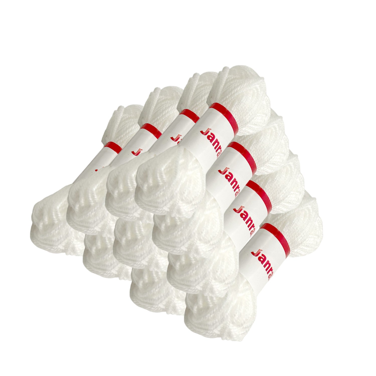 Pack of 5 White Acrylic Yarn Rolls – 10g each, 4 Strand 8 Ply Knitting Wool