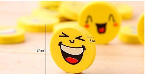 Pack of 4 Assorted Design Eraser Smiley 25mm Novelty Stationery