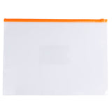 Pack of 12 A4+ Foolscap Clear Zippy Bags with Orange Zip