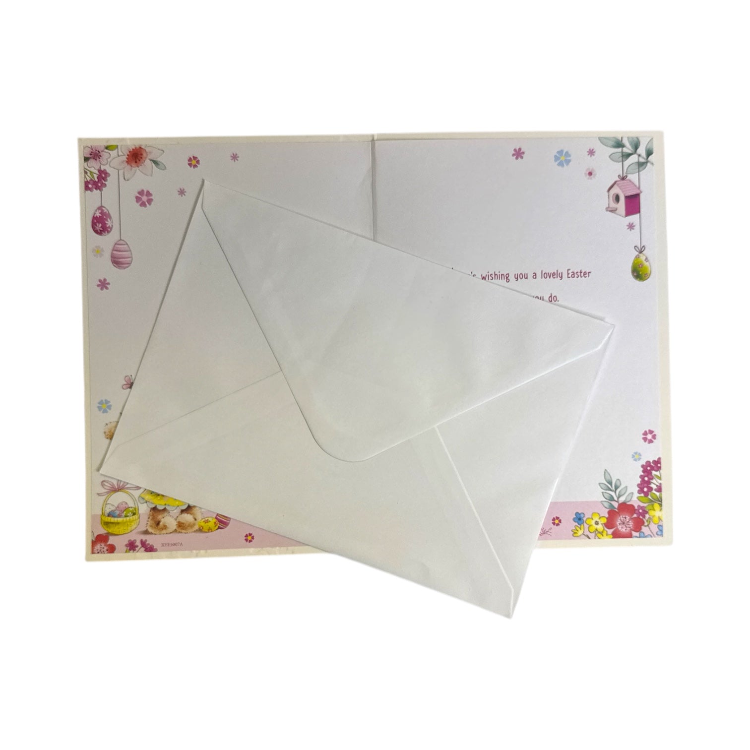 Teddy With Spring Flowers Design Open Easter Card