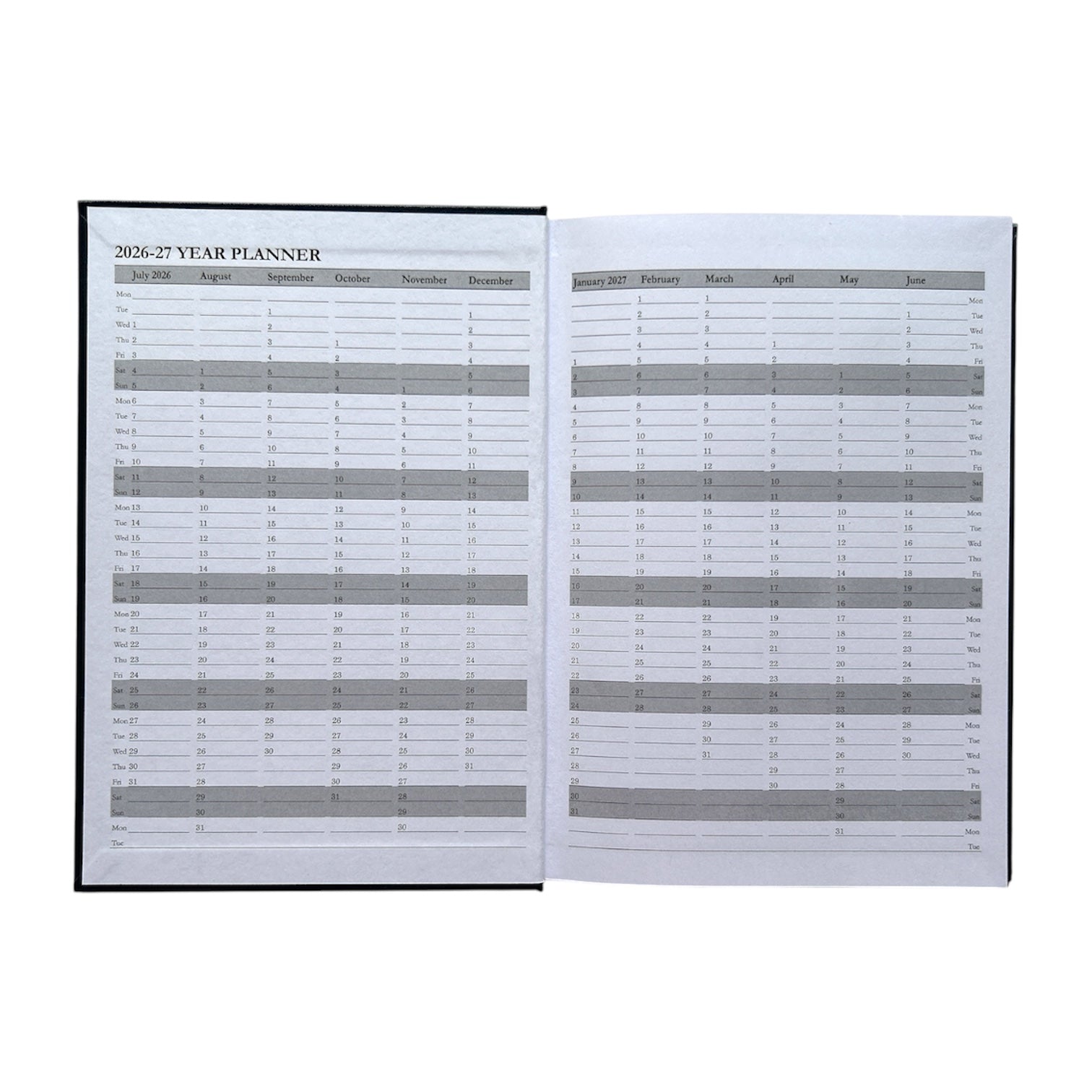 Janrax 2026-2027 A5 Day Per Page Blue Academic Diary