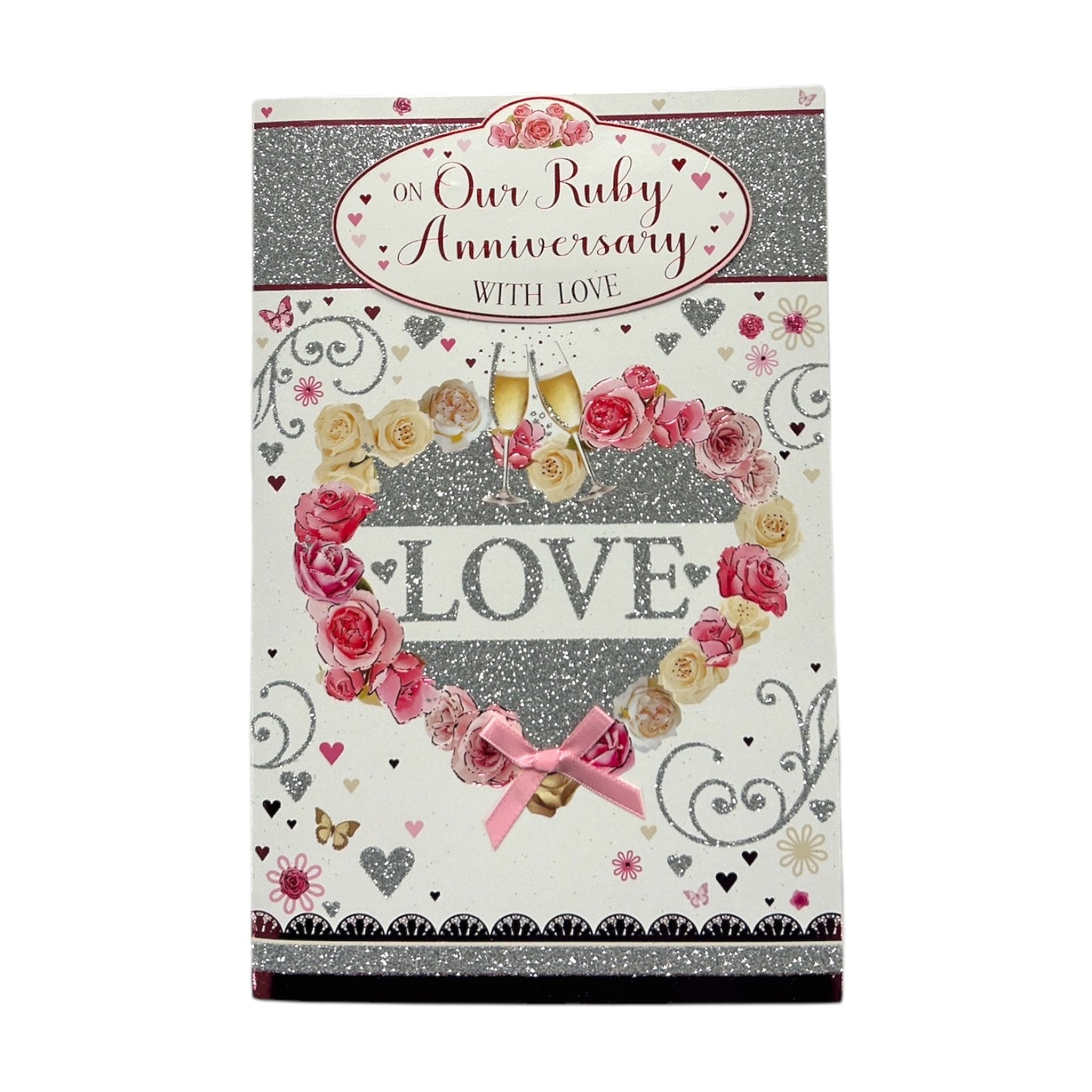 On Our Ruby Anniversary Neutral Traditional Floral Heart Card