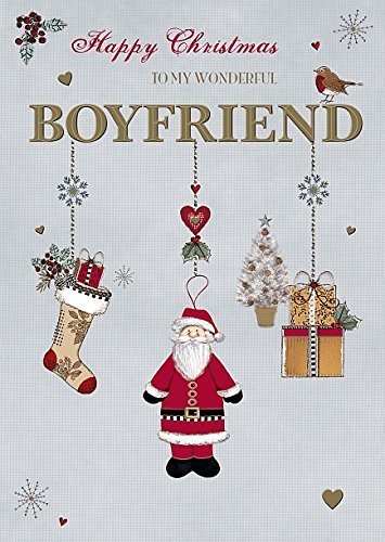 Wonderful Boyfriend - Extra loving Kiss, Lovely Verse Christmas New Greeting Card 