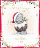 Bear In Pudding Outfit Lovely Niece Christmas Card