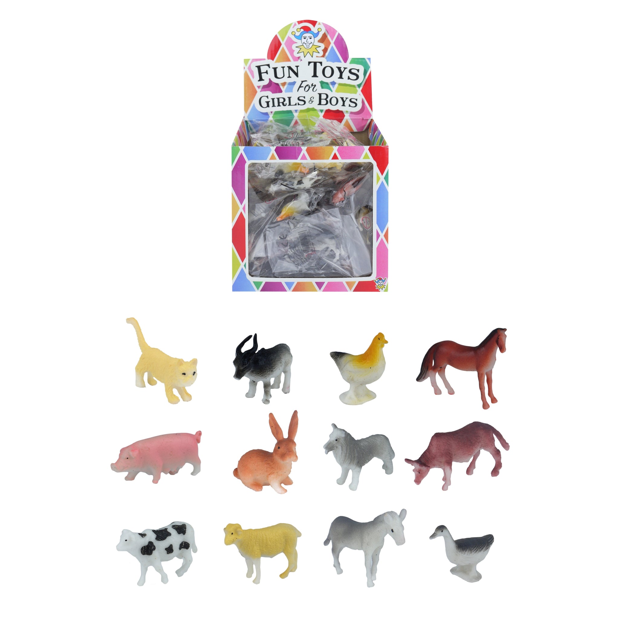 Pack of 84 Farm Animal  4 - 5 cm 12 Astd