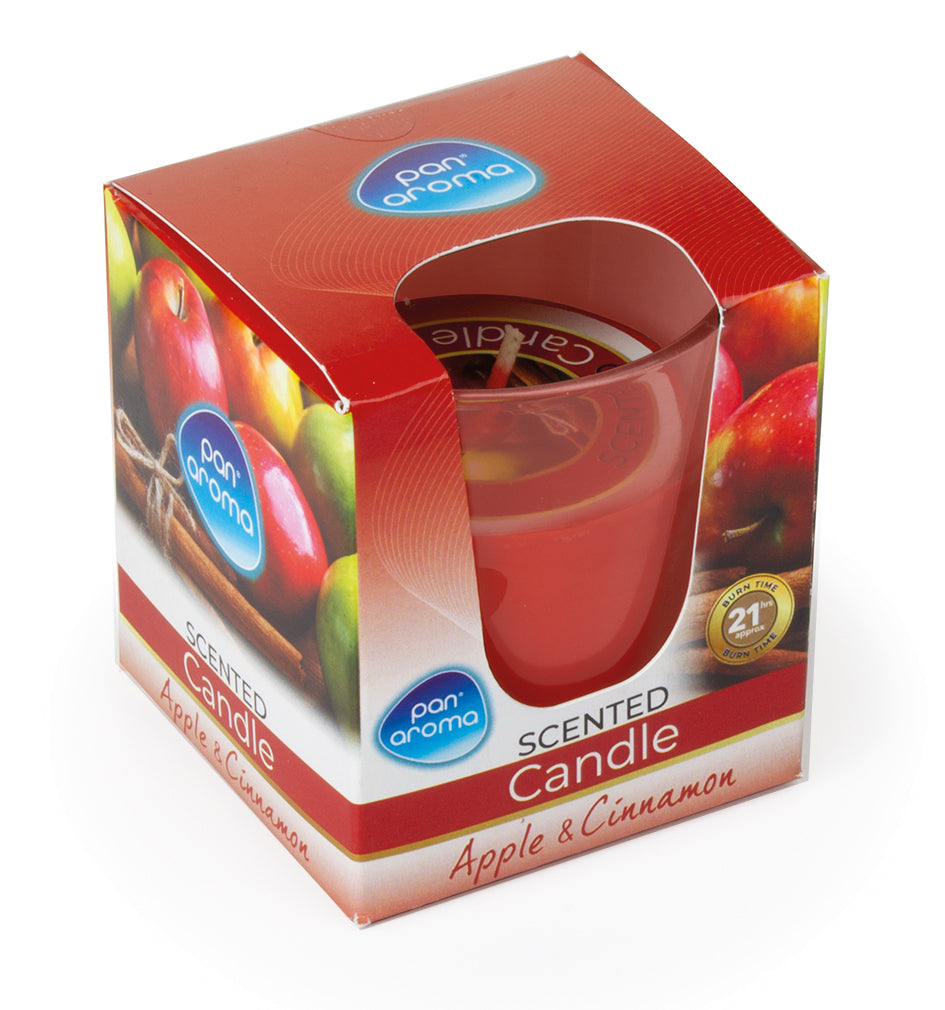 Apple and Cinnamon Scented Clear Glass Candle