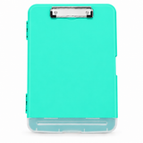 A4 Cyan Green Plastic Clipboard Box File With Pencil Holder - Storage Filing Case