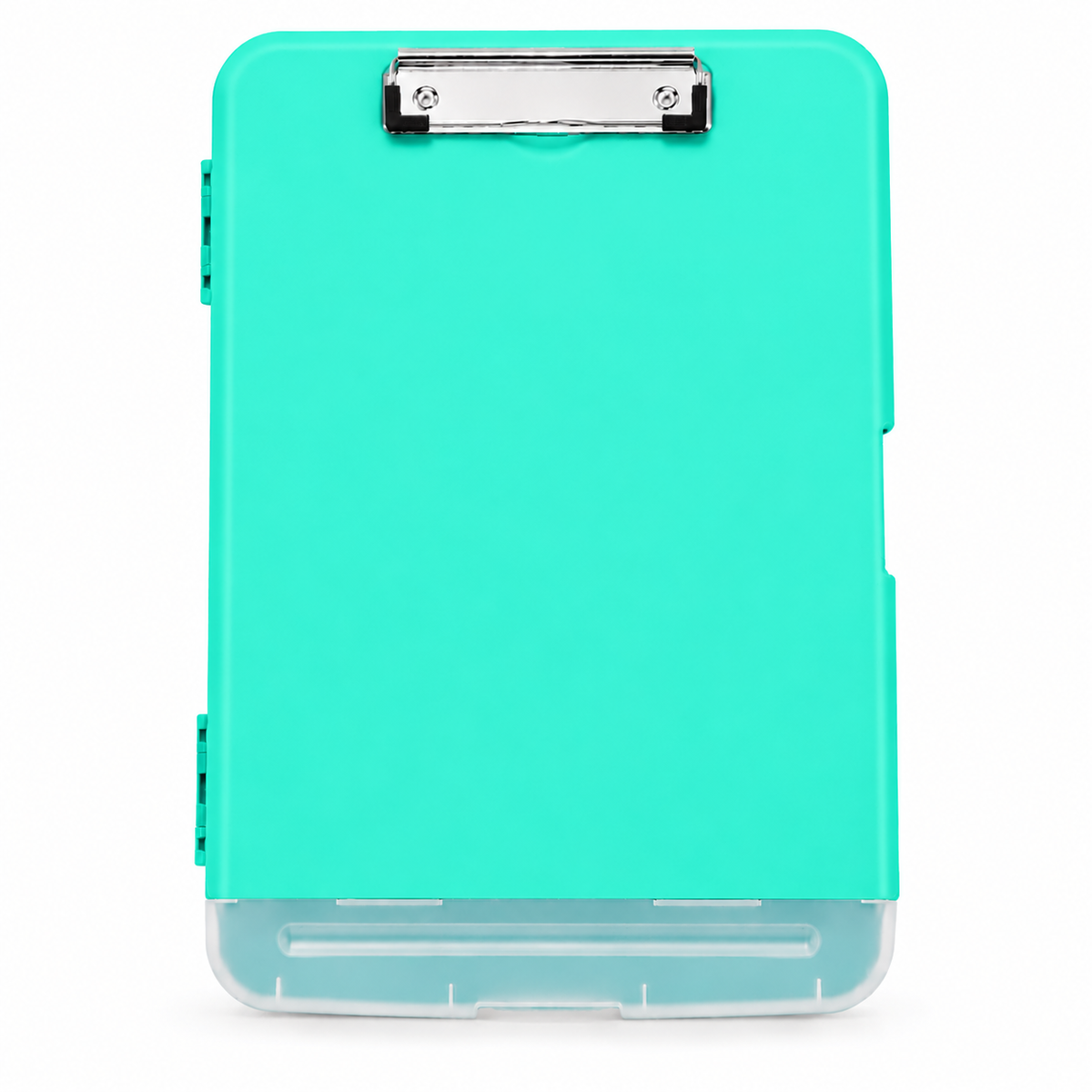 A4 Cyan Green Plastic Clipboard Box File With Pencil Holder - Storage Filing Case