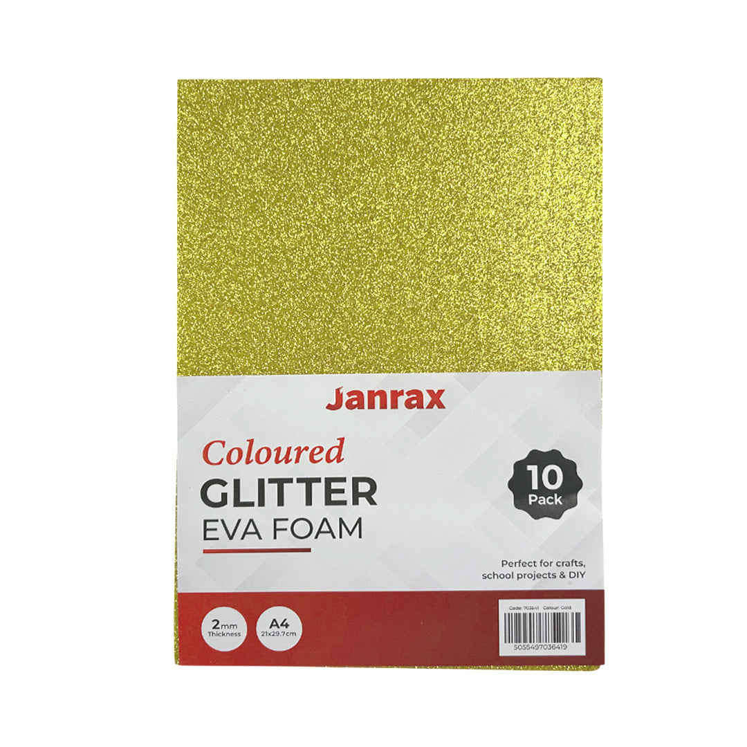 Pack of 10 A4 Yellow Glitter EVA Foam Sheets