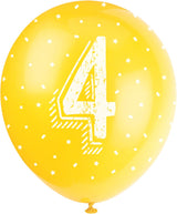 Pack of 5 Number 4 12" Latex Balloons