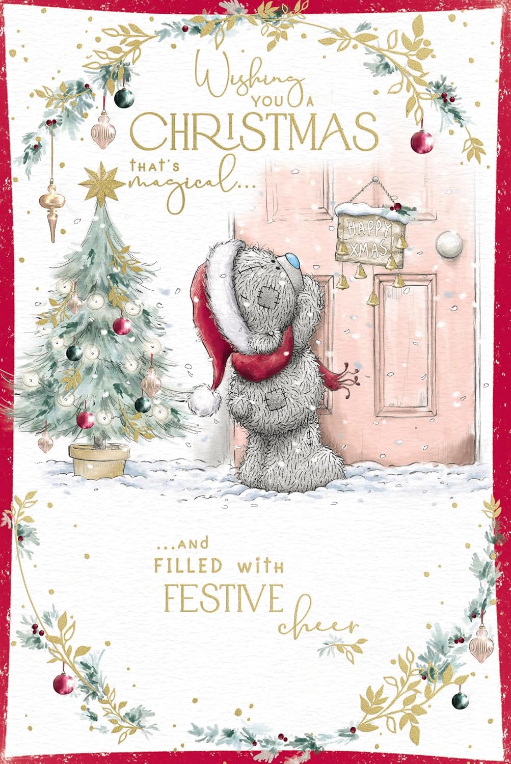 Bear Knocking At Door Christmas Card