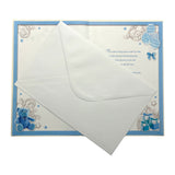 Blue Balloons And Teddy Design Baby Girl Christening Day Opacity Card