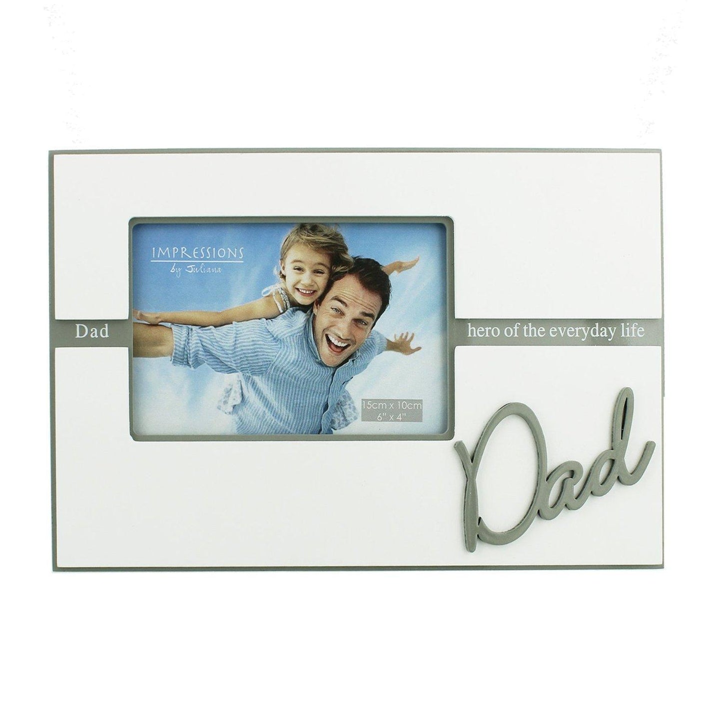 Dad Double Layer 6" x 4" White Wooden Frame - hero of the everyday life