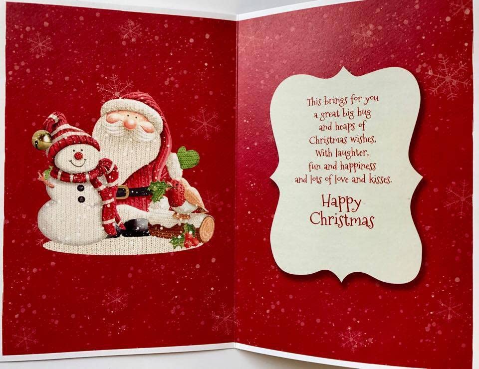 Great-Grandad - Snowman & Santa glitter  Christmas Wishes Greeting Card 