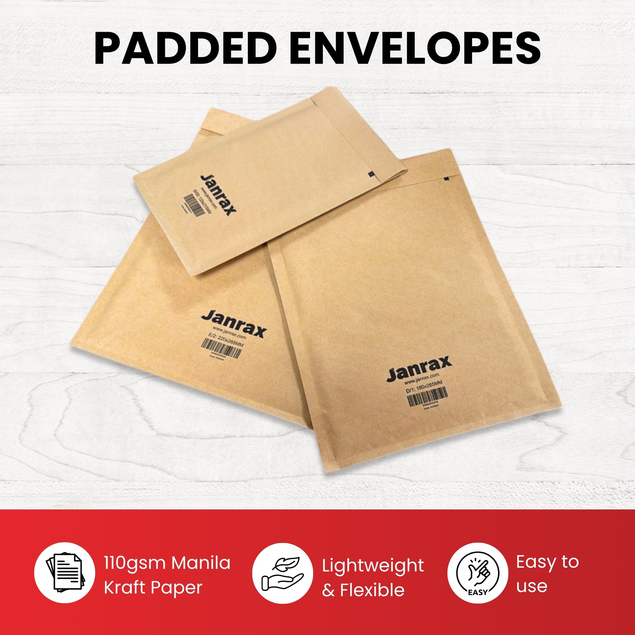 Bubble Lined Size 3/F Padded Brown Postal Envelope by Janrax