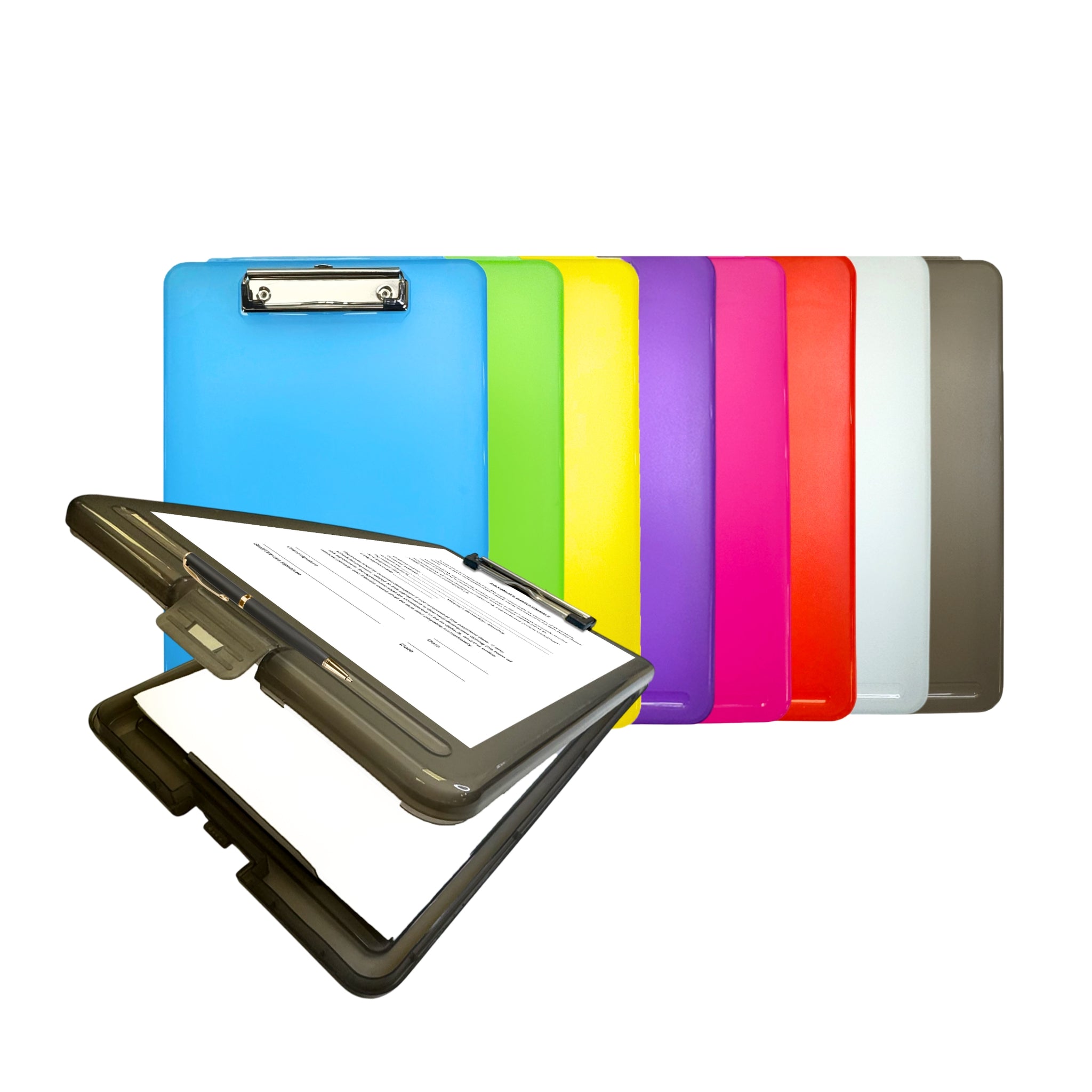 Pack of 12 Assorted Colour A4 Clipboard Box Files