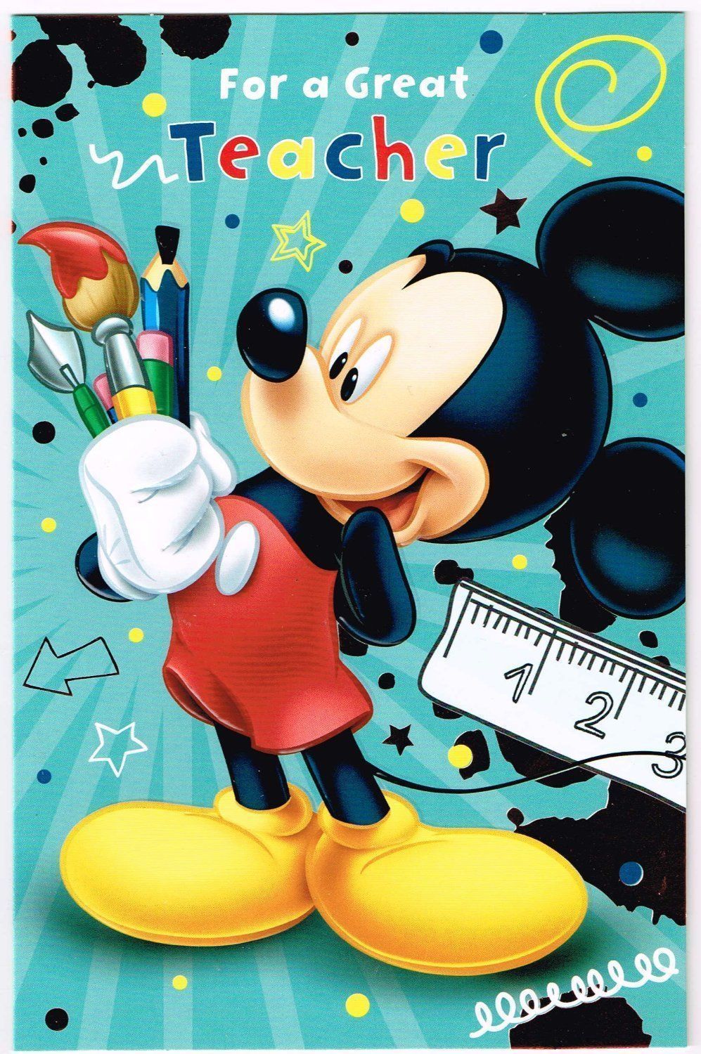 For A Great Teacher Mickey Mouse Thank You Card