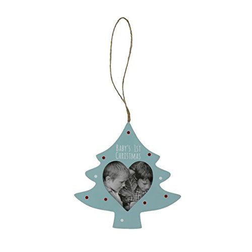 Baby's 1st Christmas Photo Frame Silver Sparkle Light Up Wall Plaque