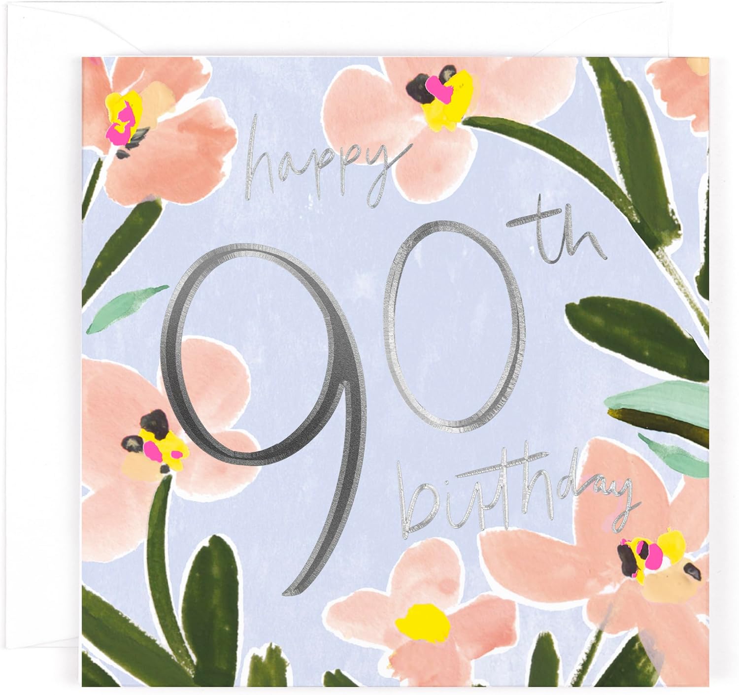 Contemporary Floral Design Luxury 90th Birthday Card