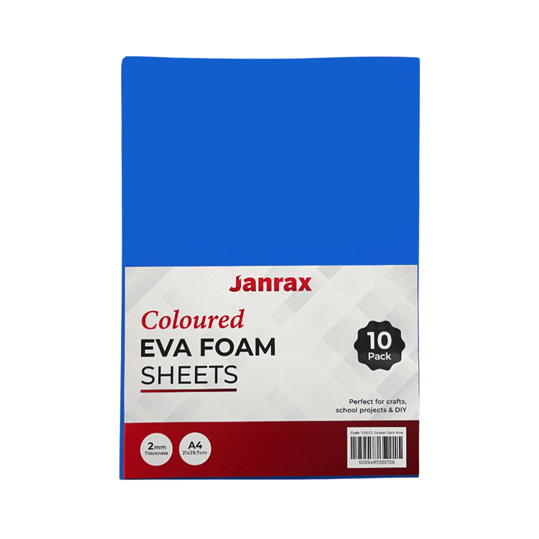Pack of 10 A4 Dark Blue Coloured EVA Foam Sheets