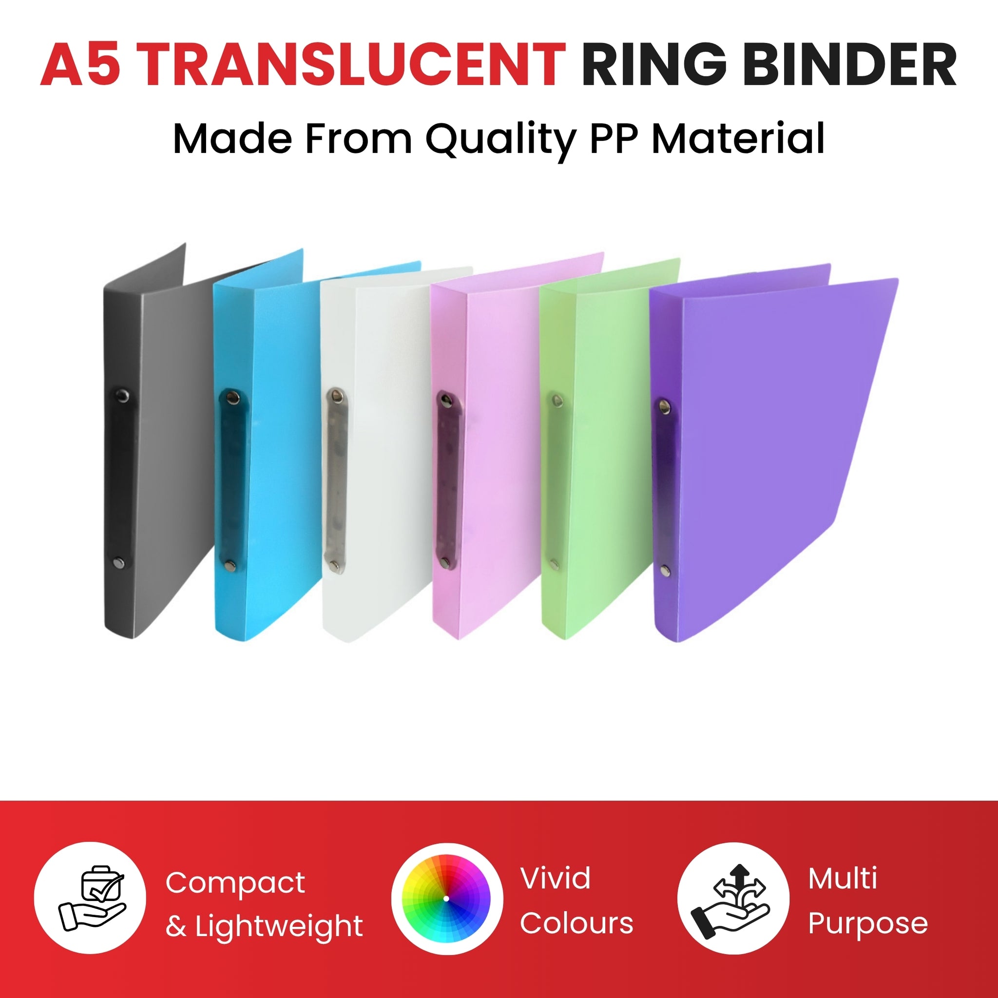 A5 Slim Clear Translucent Ringbinder