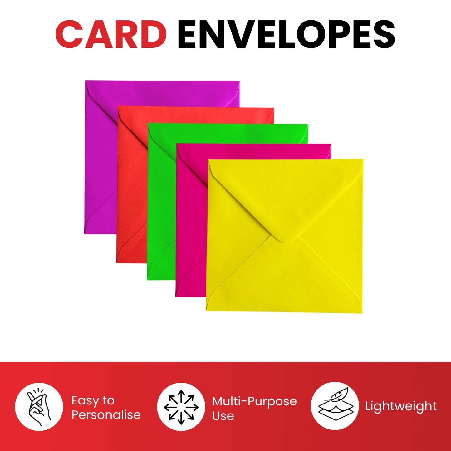 Pack of 50 Vivid Mellow Yellow 130x130mm Gummed Envelopes