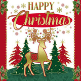 Pack of 10 Festive Reindeer Christmas Boxed Cards