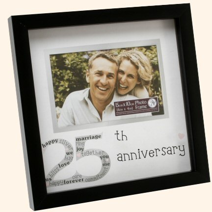25th Anniversary Sentiment Symbols photo frame in black