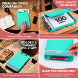 A4 Cyan Green Plastic Clipboard Box File With Pencil Holder - Storage Filing Case