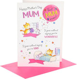 Cat Design Best Mum Mother's Day Card Includes Pin Badge