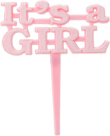 Pack of 8 It's a Girl Pink Cake Picks For Baby Shower Favors