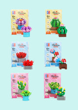 Single Potted Plant Lego Block Kit - Construction Toys Party Favours Stocking Fillers 