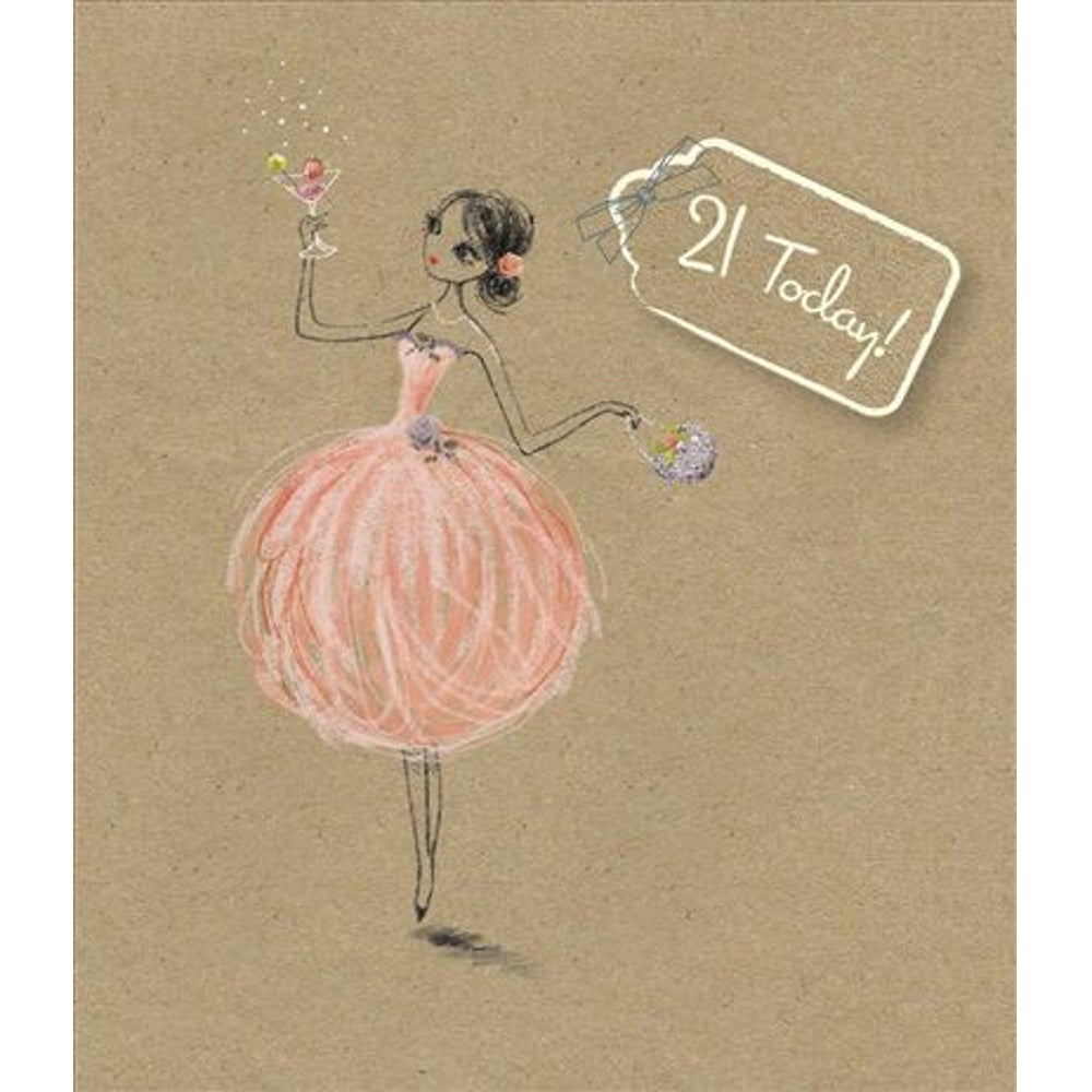 21 Today Female Birthday Card Age 21 Finished with A Ribbon and Diamante from The Belle and Beau Range