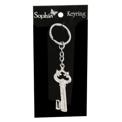 Female Keyring Gift For Her - Key with Clear Crystals SP595