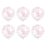 Pack of 6 Clear Latex Balloons with Hot Pink Confetti 12"