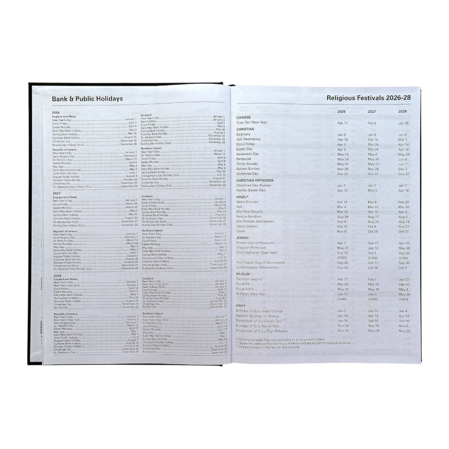 Janrax 2027 A4 Day Per Page Black Desk Diary
