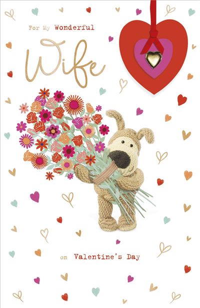 Boofle Holding Bouquet Wife Valentine's Day Card 